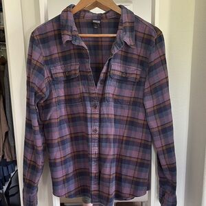 Plaid Button-Up Shirt in Blue and Purple